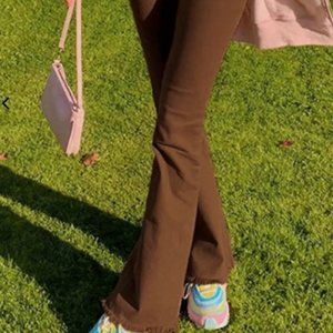 Blush Mark High Waist Flare Leg Brown Pants